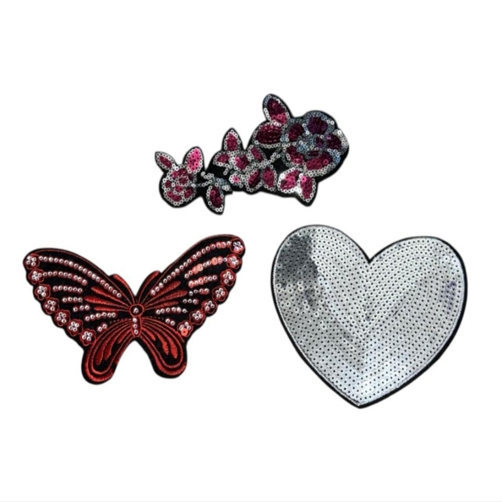 Set of 3 Patches for Sewing Or Sticking to Clothes Backpacks Handbags Etc/ 6 in
